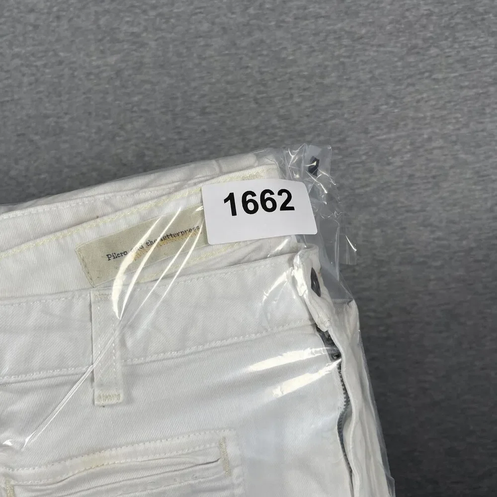 Pilcro And The Letterpress Jeans Womens 28 White Flared High Rise Stretch Denim